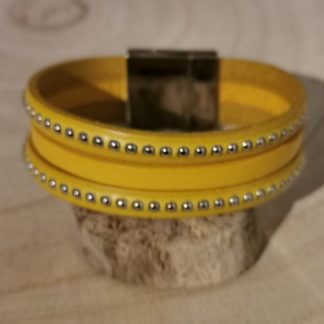 Bracelet cuir jaune