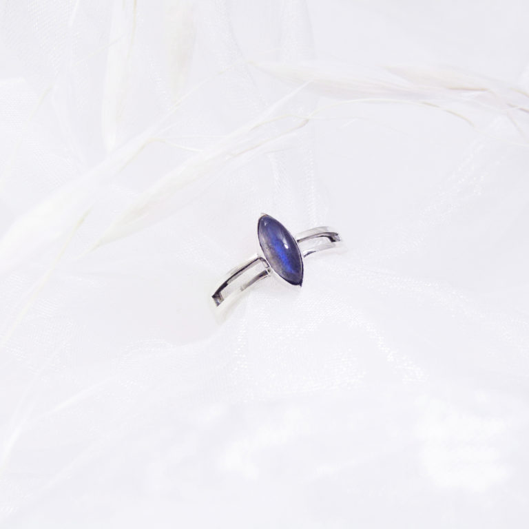 Bague Argent Pierre de lune face