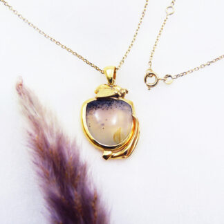 Pendentif Abeille Vermeil & Agate Dendritique face