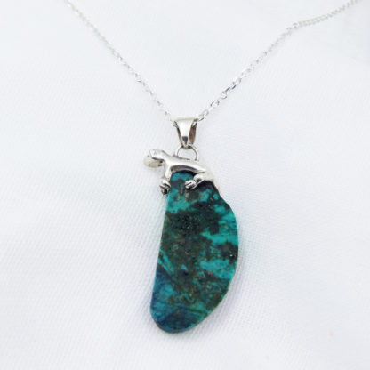 Pendentif Salamandre - Argent & Turquoise revers